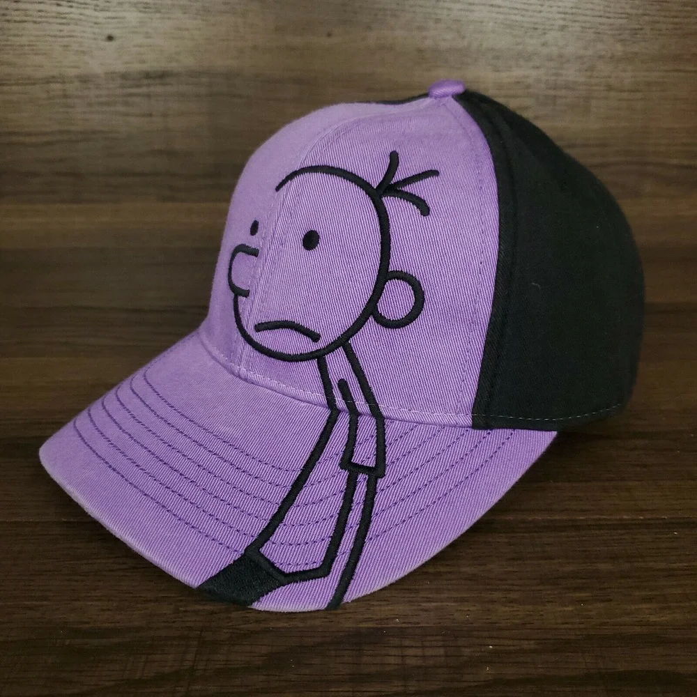 Wimpy Kid Hat  Cap Embroidered Character Art Youth Kids Sized Purple‎ Black New